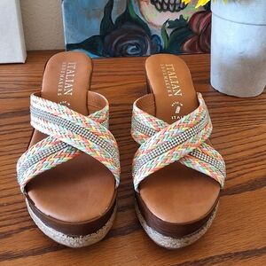 Brand New! Italian Shoemaker Colorful Wedge Sandals - Size 8.5